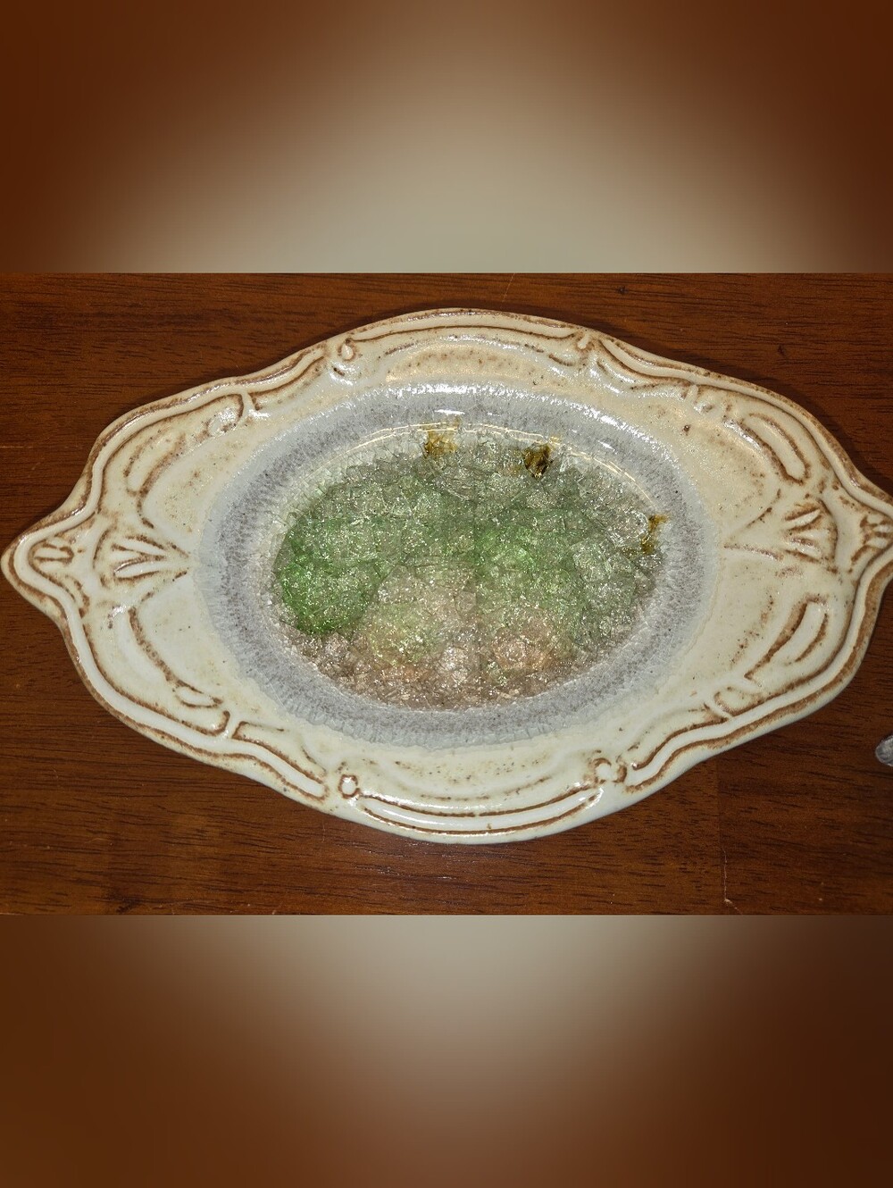 Ceramic Dish Recycled Crackle Glass
